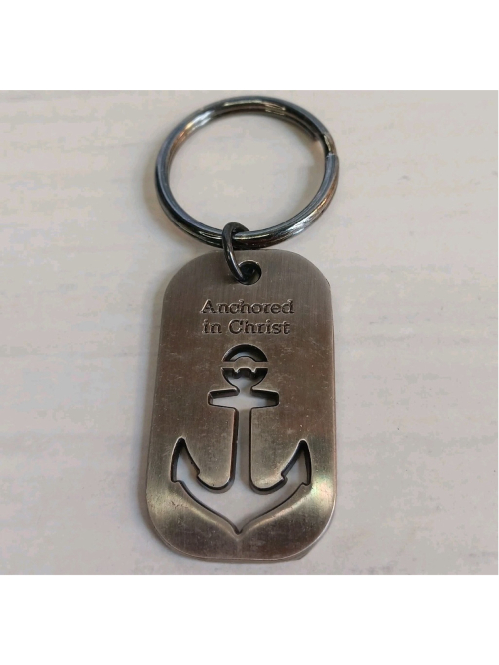 Christian Religion Anchored In Christ Stainless Steel Keychain Holder Key Ring